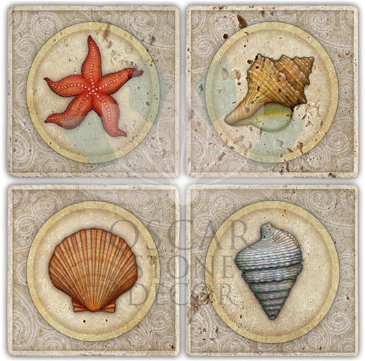SIRENA 4-Piece NATURAL STONE COASTERS / BA007 (COASTER)