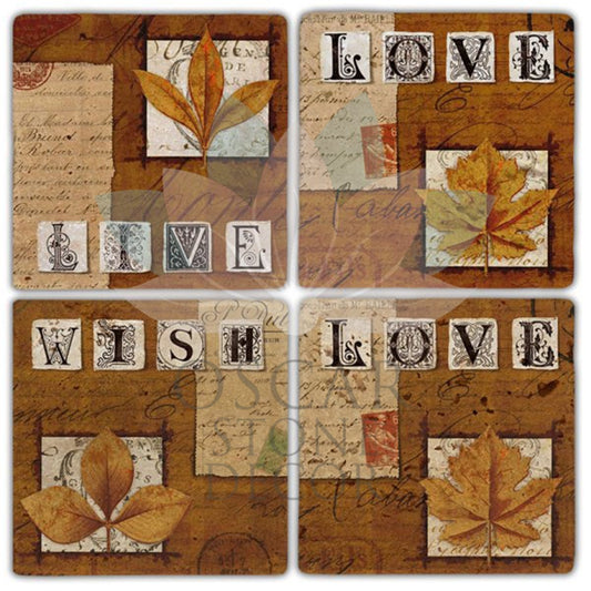 AUTUMN 4-Piece NATURAL STONE COASTERS / BA227 (COASTER)