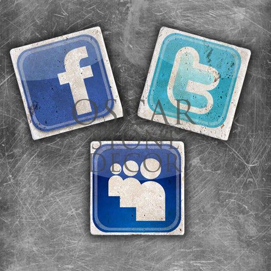 SOCIAL MEDIA NATURAL STONE MAGNET SET / MG-075