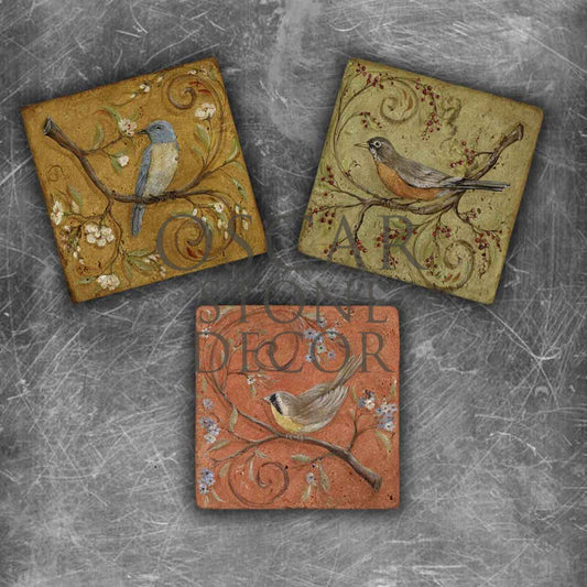 SPRING BIRD NATURAL STONE MAGNET SET / MG-035