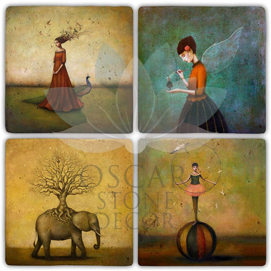 SURREAL 4-Piece NATURAL STONE COASTERS / BA509 (COASTER)
