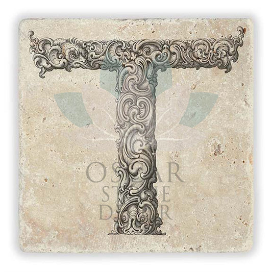 LETTER T SINGLE NATURAL STONE COASTER / BA-T1 (COASTER)