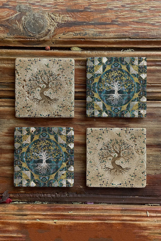 Stone Coasters Stone Coasters - Set of 4 Tree of Life Set