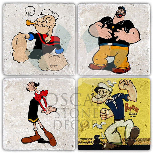 POPEPIECE 4-Piece NATURAL STONE COASTERS / BA395 (COASTER)