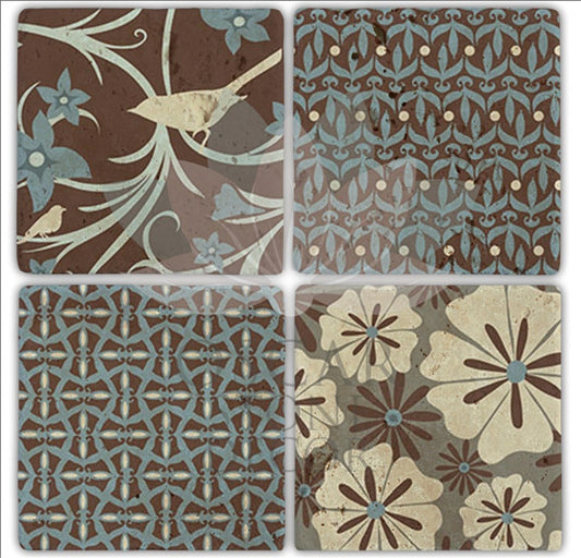 TURQUOISE 4-Piece NATURAL STONE COASTERS / BA199 (COASTER)