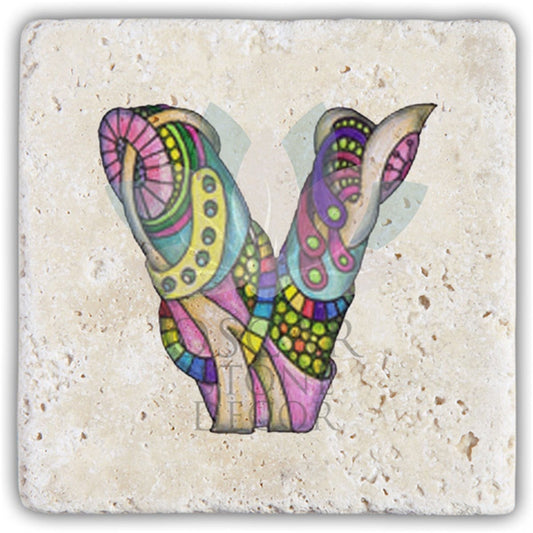 LETTER V SINGLE NATURAL STONE COASTER / BA-V5 (COASTER)