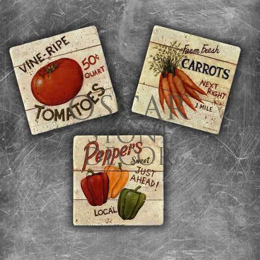 VEGETABLES NATURAL STONE MAGNET SET / MG-064