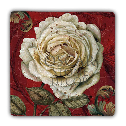 WHITE ROSE NATURAL STONE WALL DECOR / DD356 (WALL DECOR)