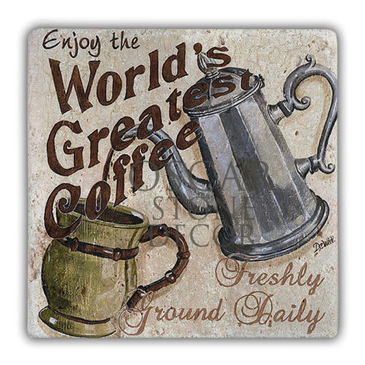 WORLD'S GREATES COFFEE NATURAL STONE WALL DECOR / DD28 (WALL DECOR)