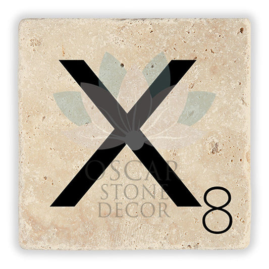 LETTER X SINGLE NATURAL STONE COASTER / BA-X2 (COASTER)