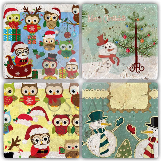 NEW YEAR'S 4-Piece NATURAL STONE COASTERS / YBA-006 (COASTER)