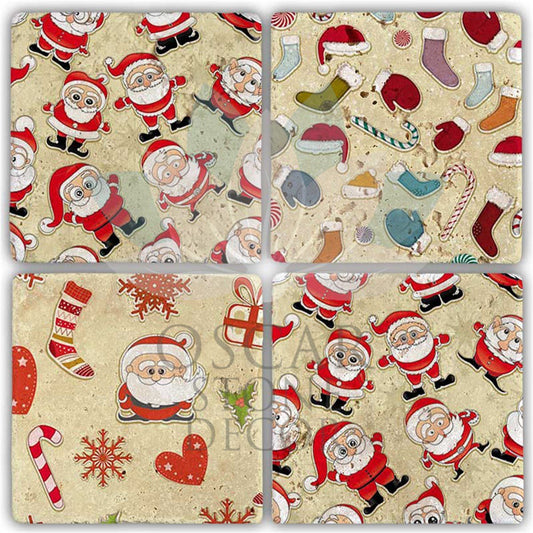 NEW YEAR'S 4-Piece NATURAL STONE COASTERS / YBA-016 (COASTER)