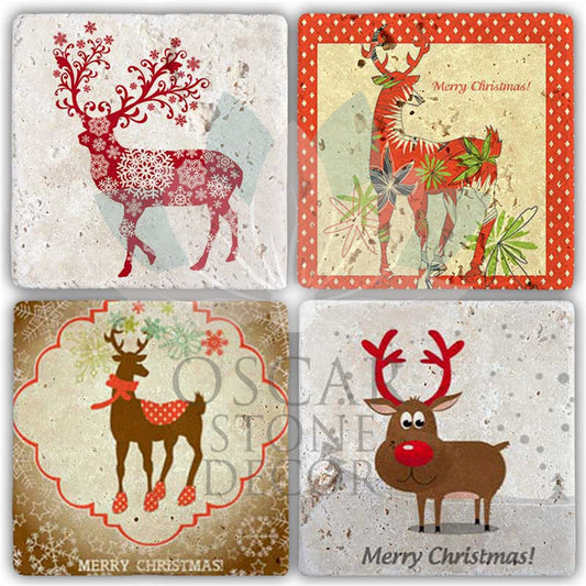 NEW YEAR'S 4-Piece NATURAL STONE COASTERS / YBA-014 (COASTER)