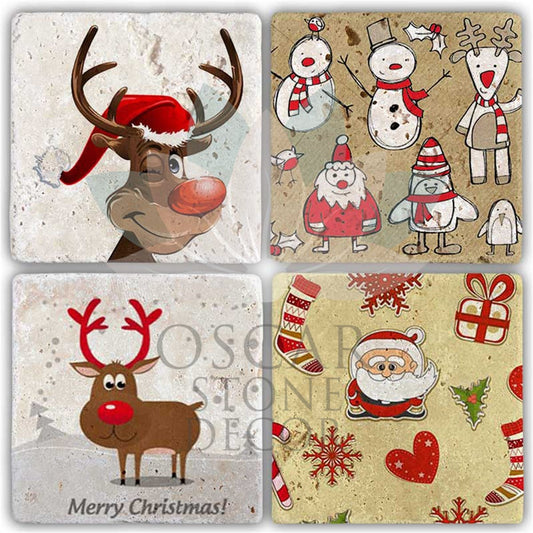 NEW YEAR'S 4-Piece NATURAL STONE COASTERS / YBA-007 (COASTER)