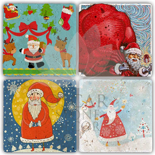NEW YEAR'S 4-Piece NATURAL STONE COASTERS / YBA-017 (COASTER)