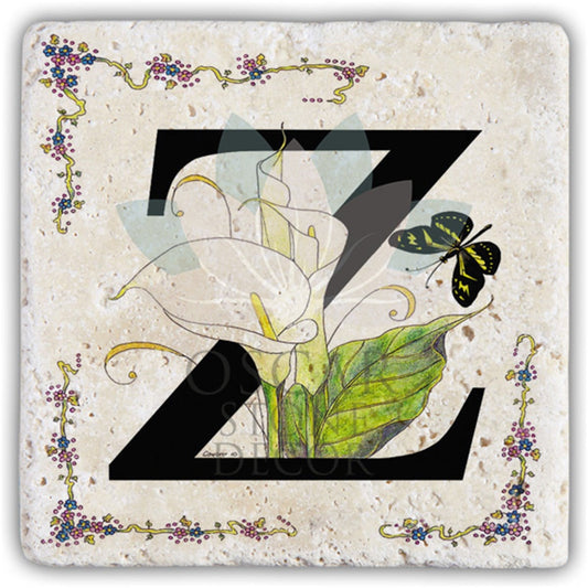 LETTER Z SINGLE NATURAL STONE COASTER / BA-Z3 (COASTER)