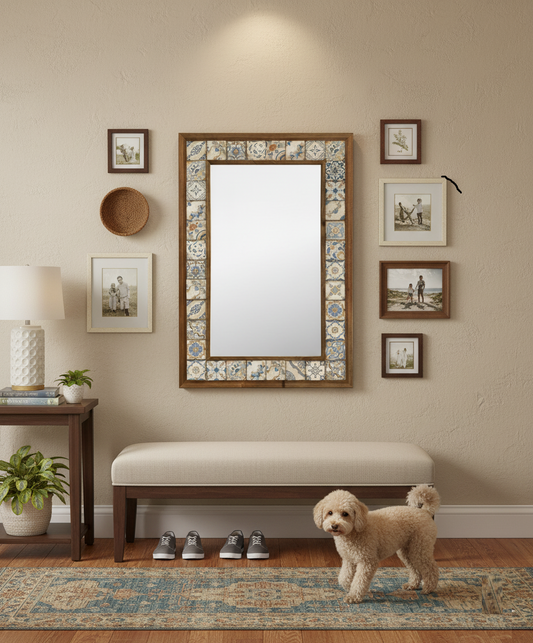 4x4 Tiles Stone Mosaic Wall Mirror | AYN-076
