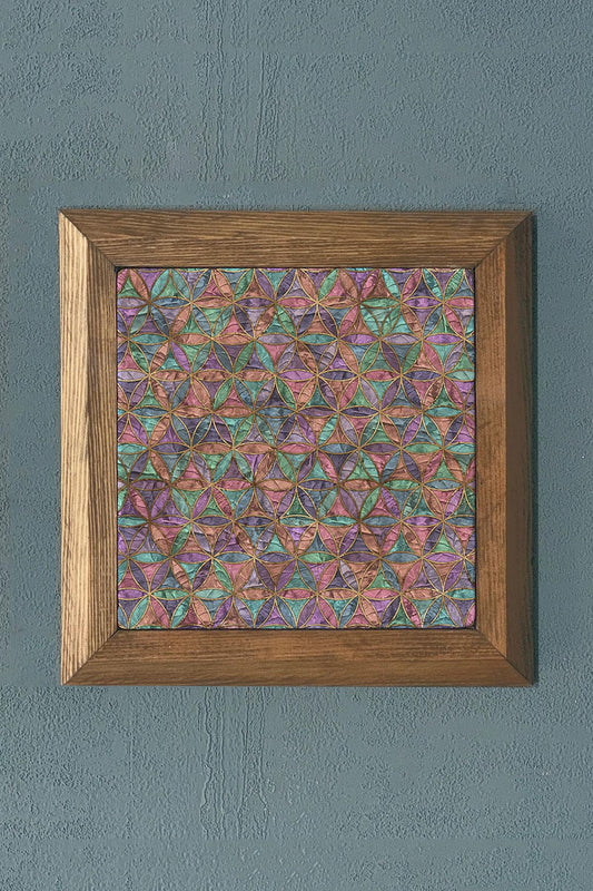 WOODEN Framed Stone Painting-Wall Decor- 11" x 11"
