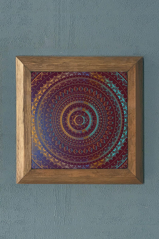 WOODEN Framed Stone Painting-Wall Decor- 11" x 11"