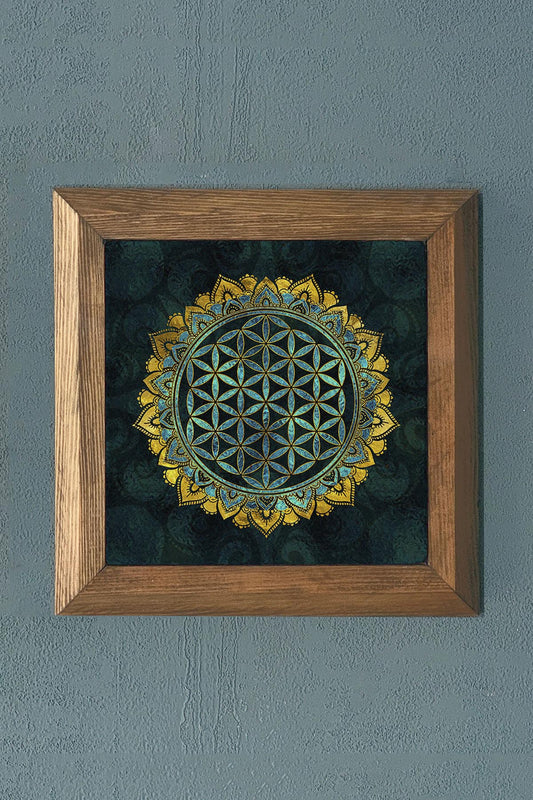 WOODEN Framed Stone Painting-Wall Decor- 11" x 11"