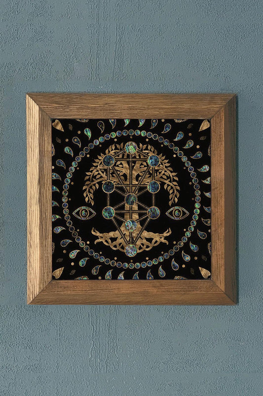 WOODEN Framed Stone Painting-Wall Decor- 11" x 11"