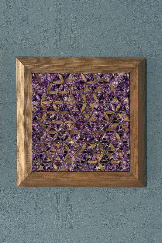 WOODEN Framed Stone Painting-Wall Decor- 11" x 11"