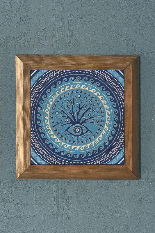 WOODEN Framed Stone Painting-Wall Decor- 11" x 11"