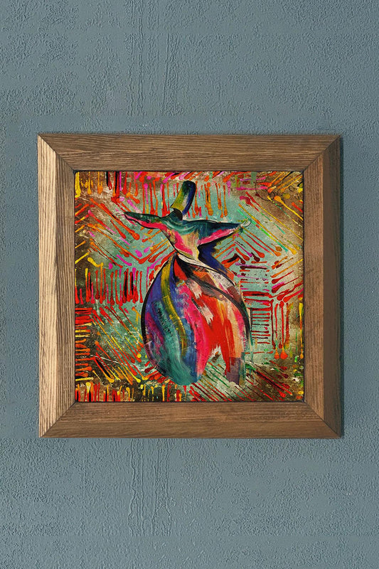 WOODEN Framed Stone Painting-Wall Decor- 11" x 11"