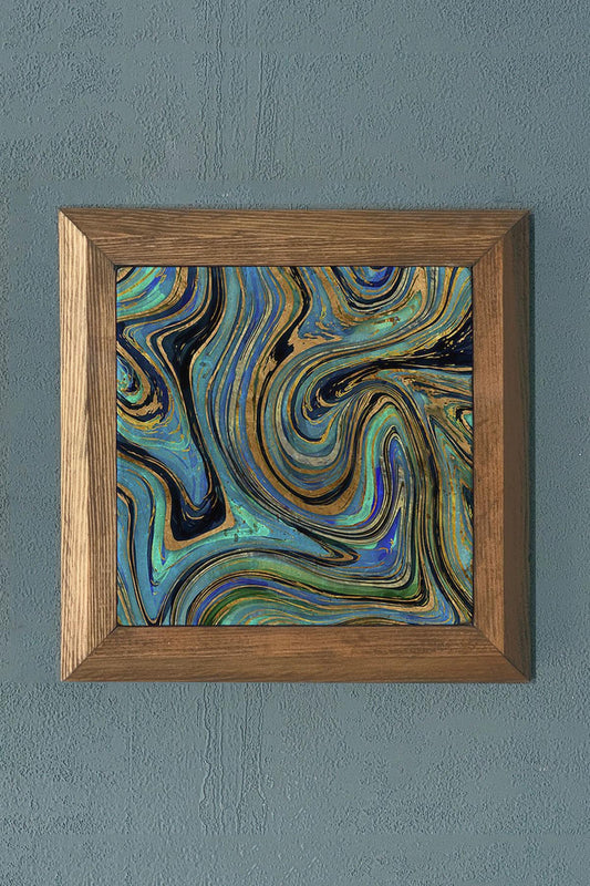 WOODEN Framed Stone Painting-Wall Decor- 11" x 11"