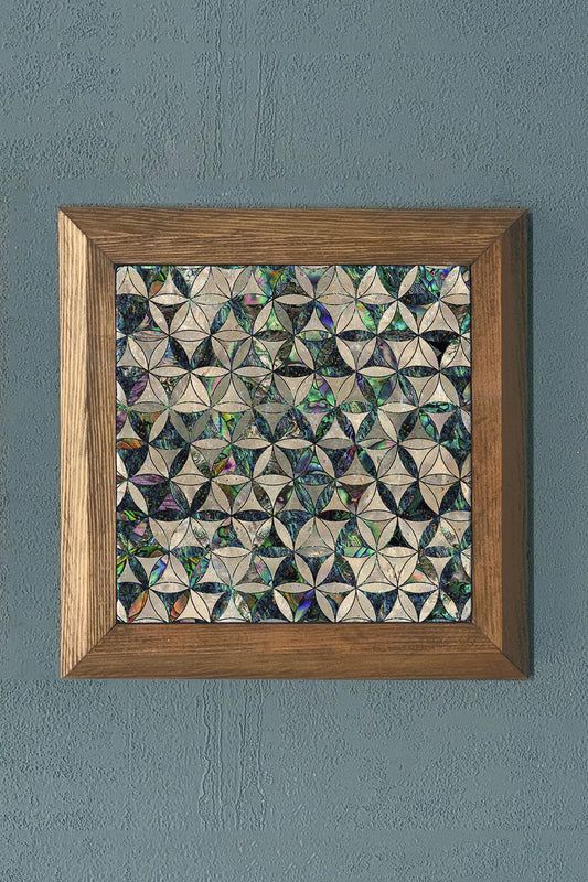 WOODEN Framed Stone Painting-Wall Decor- 11" x 11"