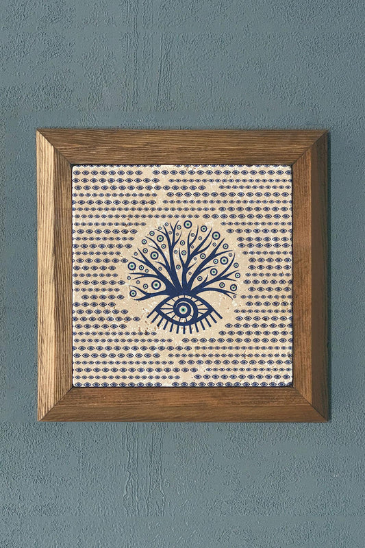 WOODEN Framed Stone Painting-Wall Decor- 11" x 11"