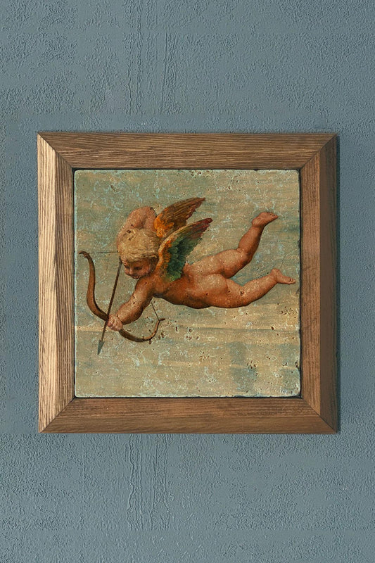 LOVE ANGEL-Solid Framed Stone Painting-Wall Decor- 11" x 11"