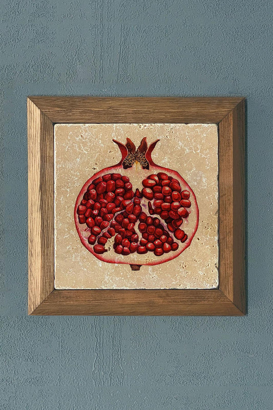 BEREKET NARI-Solid Framed Stone Painting-Wall Decor- 11" x 11"