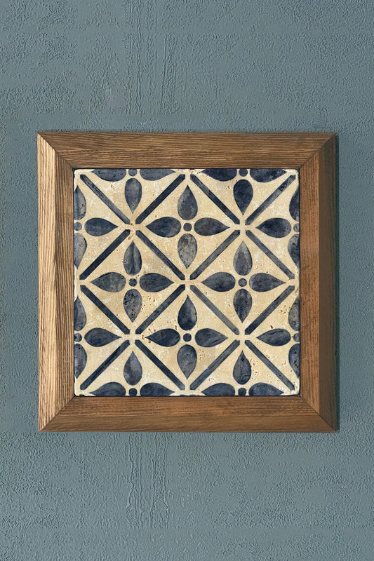 FLOWER-Solid Framed Stone Painting-Wall Decor- 11" x 11"