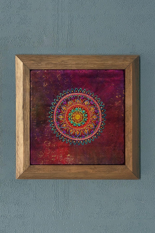 TILE PATTERN-Solid Framed Stone Painting-Wall Decor- 11" x 11"