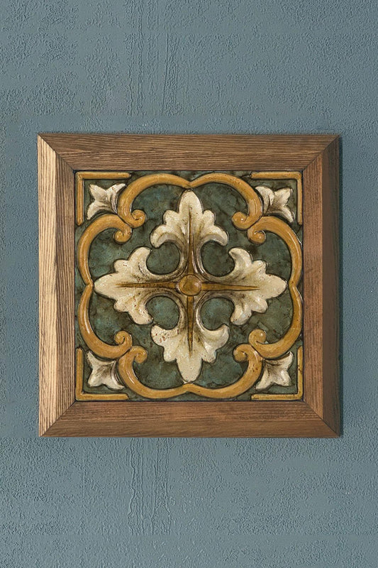 PATTERN IMAGED Solid Framed Stone Painting-Wall Decor- 11" x 11"