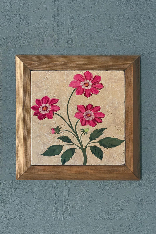 Marbling pattern -Solid Framed Stone Painting-Wall Decor- 11" x 11"