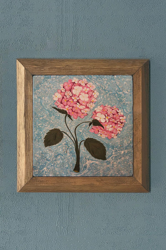 MARBLED PATTERN-Solid Framed Stone Painting-Wall Decor- 11" x 11"