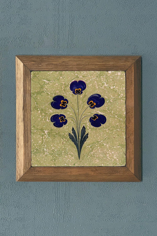 MARBLED PATTERN-Solid Framed Stone Painting-Wall Decor- 11" x 11"