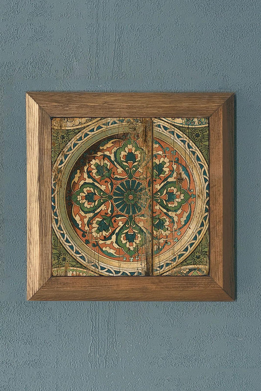 TANGED PATTERN Solid Framed Stone Painting-Wall Decor- 11" x 11"