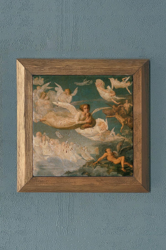 ANGELS OF THE HEAVEN Solid Framed Stone Painting-Wall Decor- 11" x 11"