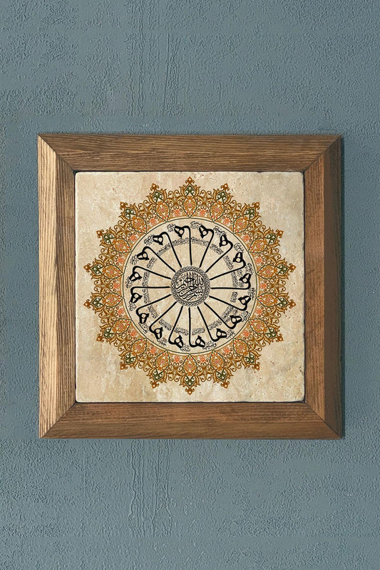 LINE ART-Solid Framed Stone Painting-Wall Decor- 11" x 11"