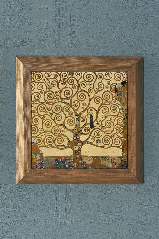 TREE OF LIFE-Solid Framed Stone Painting-Wall Decor- 11" x 11"