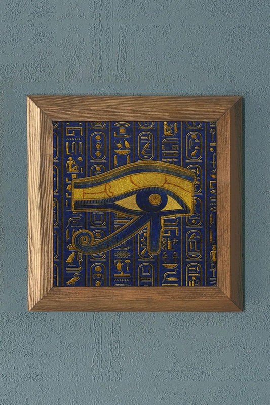 Eye of Horus themed Solid Framed Stone Painting-Wall Decoration- 11" x 11"