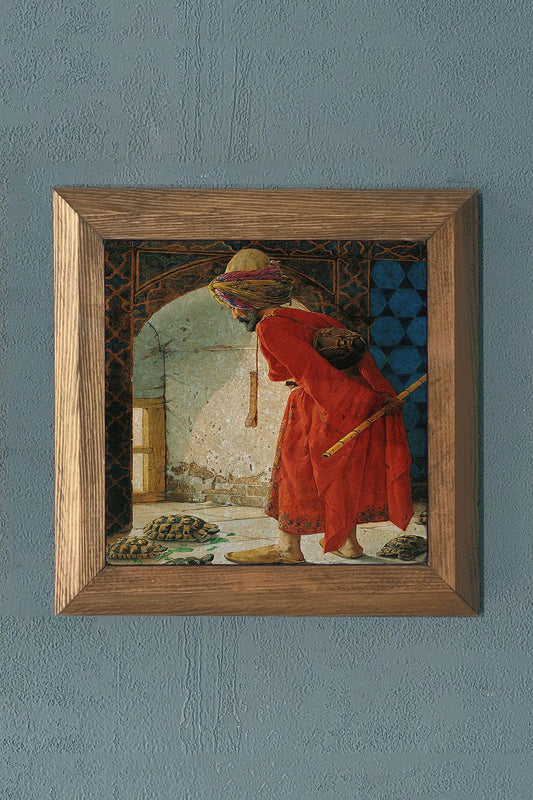 TURTLE TRADER Framed Stone Painting - 11" x 11"