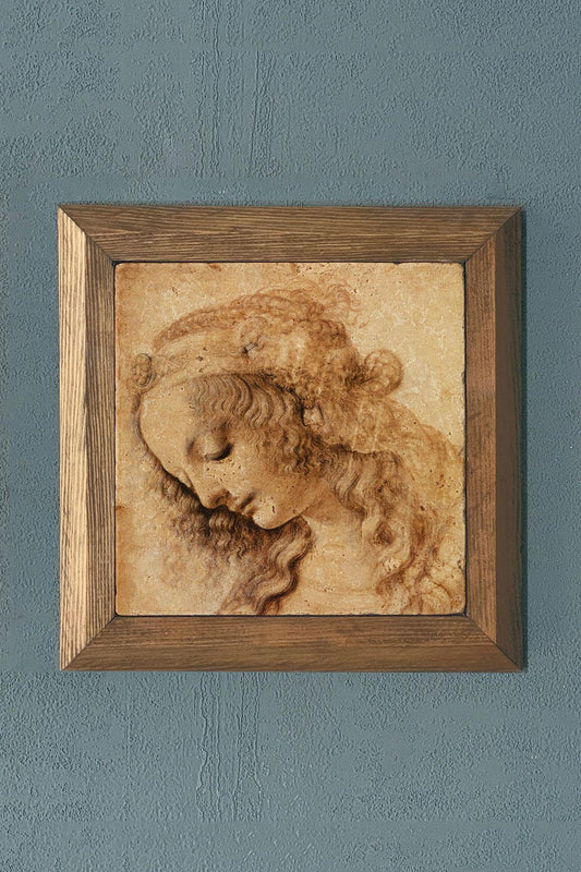 La Scapigliata-LEONARDO DA VINCI-Solid Framed Stone Painting- 11" x 11"