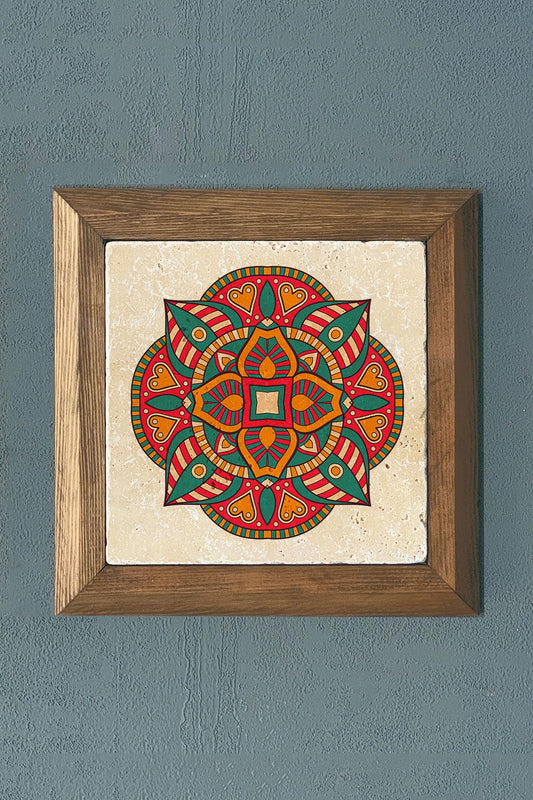 MANDALA-Solid Framed Stone Painting-Wall Decor- 11" x 11"