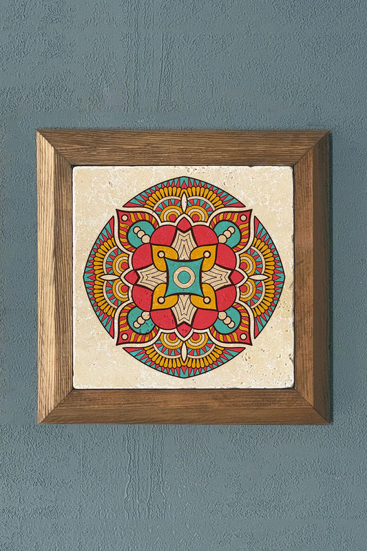 MANDALA Solid Framed Stone Painting-Wall Decor- 11" x 11"