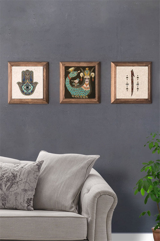 SOLID FRAMED 3-PIECE NATURAL STONE TABLE PANEL / 3PRMT-40-0385