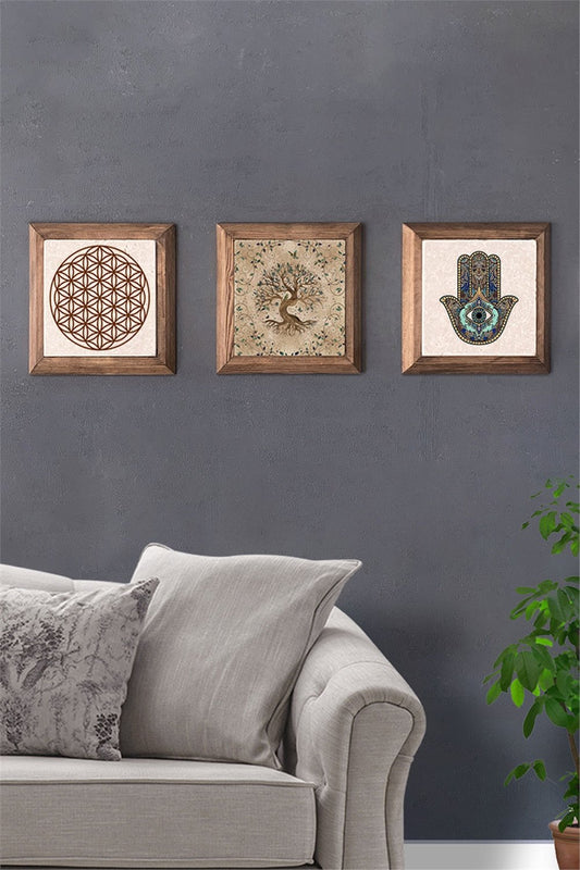 SOLID FRAMED 3-PIECE NATURAL STONE TABLE PANEL / 3PRMT-40-0282
